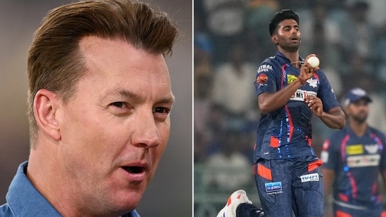 Brett Lee liked what he saw of rookie Indian tearaway pacer Mayank Yadav(Getty-PTI)