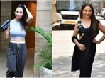 The paparazzo clicked Malaika Arora and Madhuri Dixit today. While Malaika was snapped outside her residence in Mumbai, Madhuri was pictured on the sets of Dance Deewane along with Bharti Singh and Suniel Shetty. While Malaika kept things casual for her off-duty look, Madhuri looked dazzling in a sequinned black saree. Scroll through to see their paparazzi pictures inside. (HT Photo/Varinder Chawla)