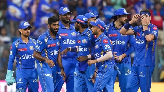 Mumbai: Mumbai Indians players celebrate the wicket of Delhi Capitals batter Rishabh Pant during the Indian Premier League (IPL) cricket match(PTI)