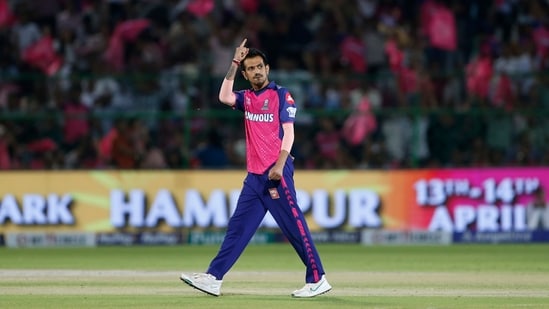 Rajasthan Royals' Yuzvendra Chahal celebrates a wicket.(AP)