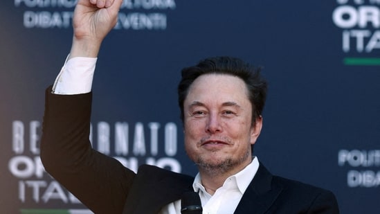Elon Musk gestures as he attends a political festival in Italy. (Reuters file photo)