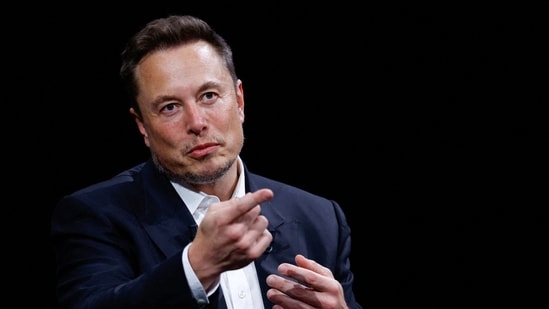 Elon Musk, Chief Executive Officer of SpaceX and Tesla and owner of X, formerly known as Twitter, gestures as he attends the Viva Technology conference.(Reuters)