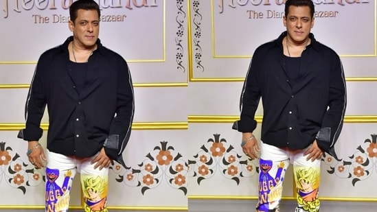Of course, Salman's latest steal is this anime pants that he sported at the premiere of Heeramandi: The Diamond Bazaar. Anime fans couldn't get over how Salman casually flaunted Goku from Dragon Ball Z on his left thigh.(Instagram)
