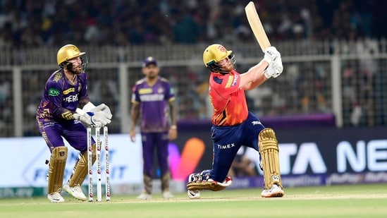 Punjab Kings' Jonny Bairstow plays a shot against Kolkata Knight Riders in the Indian Premier League 2024, at Eden Gardens in Kolkata on Friday (ANI)