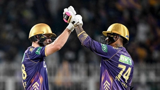 Salt and Narine have now scored 485 runs in nine innings, the most by any opening pair in this IPL(AFP)