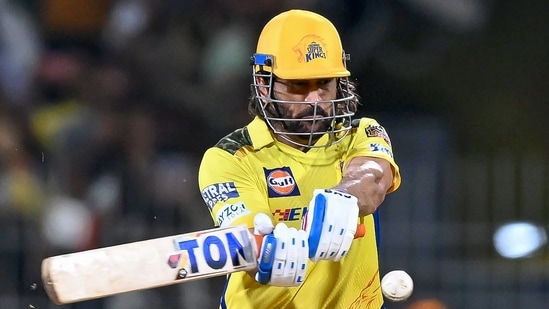 Chennai Super Kings' MS Dhoni plays a shot(AFP)