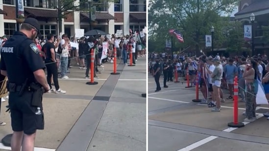 Both anti and pro-Israeli demonstrators curse Joe Biden at University of Alabama (@MavenNavarro1/X)