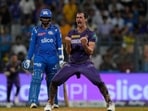 Mitchell Starc blasted away Mumbai Indians' last three wickets in the second last over of the match to help Kolkata Knight Riders beat the five-time champions at the Wankhede Stadium for the first time in 12 years. Starc finished with figures of 4/33(AP)