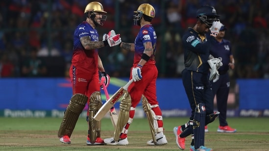 Faf du Plessis (64, 23b, 10x4, 3x6) and Virat Kohli (42, 27b, 2x4, 4x6) made sure Royal Challengers Bengaluru registered a four-wicket win over Gujarat Titans. RCB also moved up on the points table and are currently placed at the seventh spot.