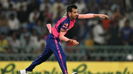 Rajasthan Royals' Yuzvendra Chahal delivers a ball during the Indian Premier League (IPL) Twenty20 cricket match(AFP)