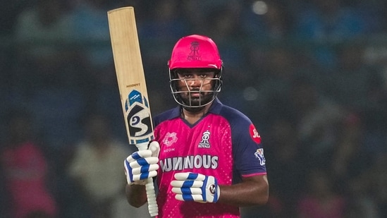 Rajasthan Royals skipper Sanju Samson has now moved to third position in Orange Cap race.(PTI)