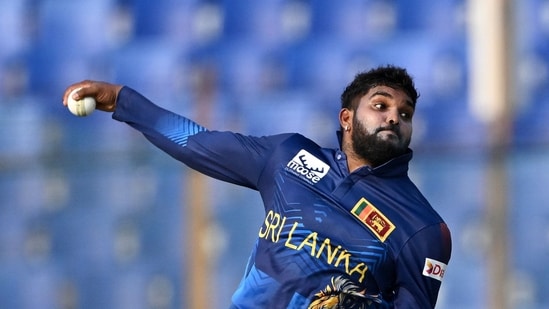 Sri Lanka's Wanindu Hasaranga delivers a ball during the second one-day international (ODI) cricket match between Sri Lanka and Bangladesh(AFP)