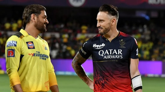 MS Dhoni (L) with Faf du Plessis during IPL 2023(IPL)