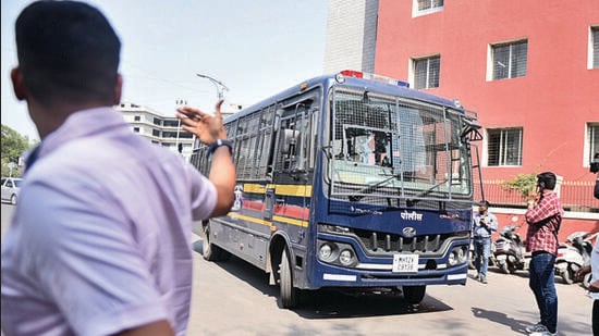 Pune police on Tuesday arrested the father of the 17-year-old boy involved in the car accident that killed two persons at Kalyaninagar early Sunday morning, and two restaurant owners. (MAHENDRA KOLHE/HT)