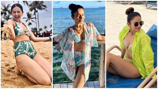 Rakul Preet Singh is a beach babe at heart and her glamorous Insta-diaries filled with fashion-forward bikini looks are proof of that. With summer in full swing, many are planning their next beach getaway and Rakul's stunning beachside outfits are the perfect inspiration. Bikinis, monokinis, swimsuits and breezy dresses are all essential for summer vacations and Rakul showcases them all with style. From a chic tropical printed bikini to a stylish hanky hem dress, here are some of Rakul's top beach looks to inspire your summer wardrobe.(Instagram/@rakulpreet)