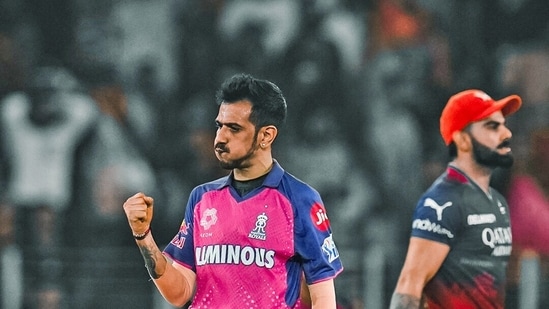 Yuzvendra Chahal claimed the big wicket of Virat Kohli.(Rajasthan Royals-X)