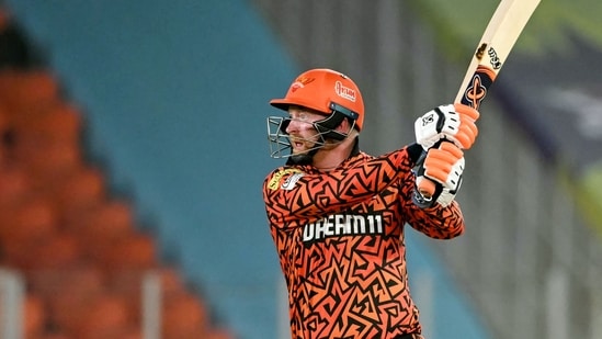 Sunrisers Hyderabad's Heinrich Klaasen plays a shot during the Indian Premier League (IPL) Twenty20 first qualifier cricket match between Sunrisers Hyderabad and Kolkata Knight Riders at the Narendra Modi Stadium (AFP)