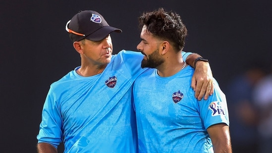 Delhi Capitals head coach Ricky Ponting and skipper Rishabh Pant(PTI)