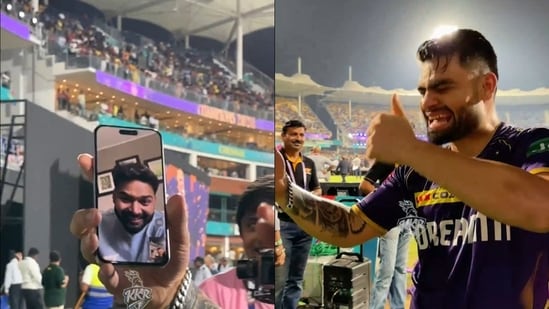 Rinku Singh and Rishabh Pant chatted on a video call.(X Image/KKR)