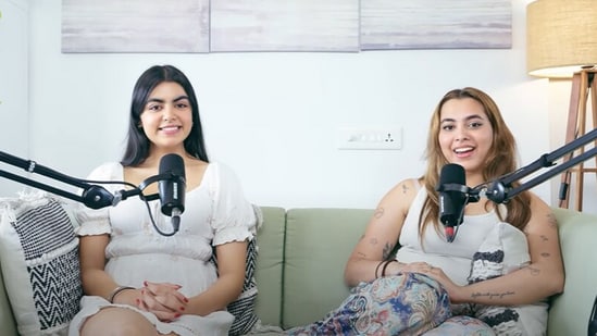 Aaliyah Kashyap and Ida Ali on the former's podcast. (Pic: YouTube/Young, Dumb and Anxious)