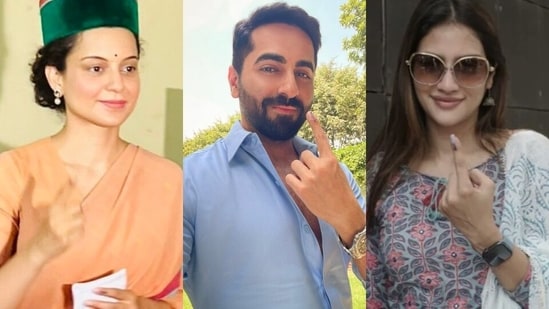 Bollywood celebrities head to polling booths in places like Mandi, Chandigarh and Kolkata to cast votes in the final phase of Lok Sabha election 2024.