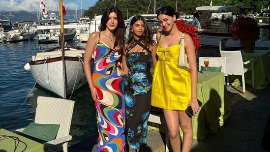 Shanaya Kapoor, Suhana Khan, and Ananya Panday explored Italy during Anant Ambani and Radhika Merchant's second pre-wedding celebrations. They stepped out during the day and posed for several pictures. 
