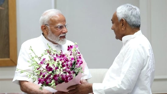 A day before results were announced, Nitish Kumar travelled to Delhi and met Prime Minister Narendra Modi. (ANI)