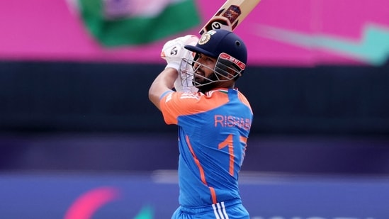 Rishabh Pant of India plays a shot during the ICC Men's T20 Cricket World Cup West Indies & USA 2024 match vs Ireland(Getty Images via AFP)