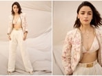 Alia Bhatt has created quite a stir in the fashion world with her latest look, exuding unmatched glamour. The actress is a total stunner who consistently slays fashion goals like a pro. Whether it's her floral saree at the Met Gala or a black off-shoulder dress for a Gucci event, Alia continually proves her fashion savvy. She is quite active on social media, and her glam Insta-diaries are a treasure trove of fashion inspiration for all her followers. Just a few days ago, she turned heads in a backless denim midi dress, and now, with an ethereal bralette and pants look, she is making her fans swoon.(Instagram/@aliaabhatt)
