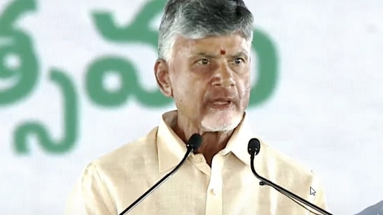 Nara Chandrababu Naidu takes oath as the Chief Minister of Andhra Pradesh, at a ceremony in Vijayawada. (PTI)