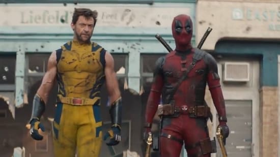 Hugh Jackman and Ryan Reynolds in a still from the Deadpool & Wolverine trailer,