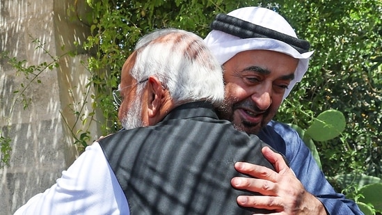 Prime Minister Narendra Modi and UAE President His Highness Sheikh Mohamed bin Zayed Al Nahyan.(ANI )