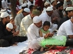 In Dehradun, at an Eidgah, Muslim worshippers offered their namaz.(PTI)
