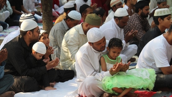 In Dehradun, at an Eidgah, Muslim worshippers offered their namaz.(PTI)