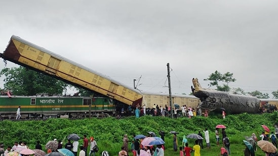 The Kanchanjunga Express after the accident in north Bengal on Monday. (ANI Photo)