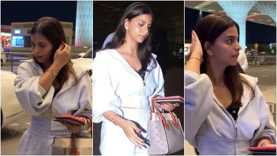 Suhana Khan's airport look, in comfy athleisure outfit, is the perfect sartorial pick for when you are travelling on long-haul flights. (Instagram)