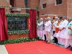 Prime Minister Narendra Modi inaugurates the new campus of Nalanda University in Bihar on Wednesday. Bihar CM Nitish Kumar, EAM Dr S Jaishankar and others also seen. (ANI)