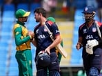Andries Gous led a stirring fightback from the United States as they gave the target of 195 a red-hot go but South Africa managed to prevail in the end and win the first Supeer 8 match of the 2024 T20 World Cup in Antigua. (PTI)