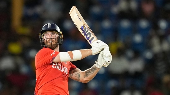 England's Phil Salt bats during the men's T20 World Cup cricket match between England and the West Indies at Darren Sammy National Cricket Stadium.(AP)
