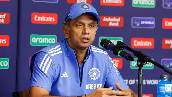 India's coach Rahul Dravid at a press conference.(ANI)