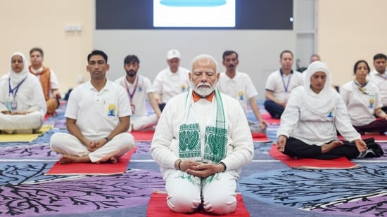 Prime Minister Narendra Modi led the 10th International Day of Yoga celebrations at the Sher-e-Kashmir International Convention Centre (SKICC) in Srinagar, Jammu and Kashmir, on Friday. Since 2015, the Prime Minister has led International Day of Yoga (IDY) celebrations at famous places like Kartavya Path in Delhi, Chandigarh, Dehradun, Ranchi, Lucknow, Mysuru, and even at the United Nations Headquarters in New York.(Narendra Modi (X))