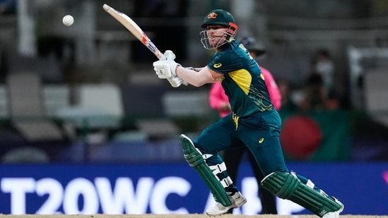 Australia vs Bangladesh Highlights, T20 World Cup 2024: AUS vs BAN: David Warner plays a shot.