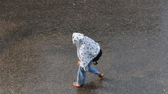 Rainfall in Delhi-NCR brought down temperatures after weeks of brutal heatwave in the region.(Sunil Ghosh/Hindustan Times))