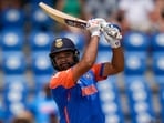Captain Rohit Sharma starred with a belligerent 92 off 41 balls as India beat Australia by 24 runs.(PTI)