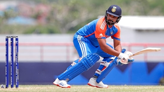 St LuciaIndia's captain Rohit Sharma plays a shot during the Super 8 Group 1 match against Australia in the ICC Mens T20 World Cup(Surjeet Yadav)