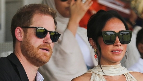 Britain's Prince Harry, Duke of Sussex and Meghan, Duchess of Sussex attend a polo fundraiser event in Lagos, Nigeria, May 12, 2024. REUTERS/Akintunde Akinleye/File Photo(REUTERS)