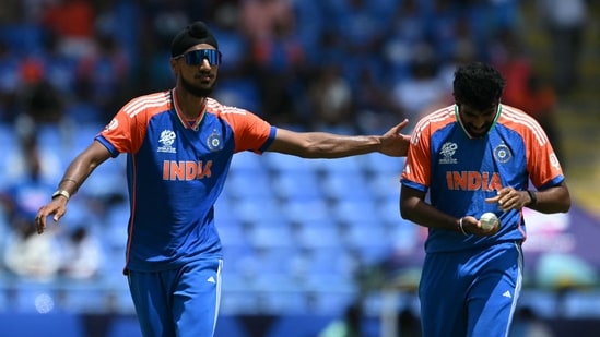 Arshdeep Singh has taken 15 wickets while Bumrah has 11 in the 2024 T20 World Cup(AFP)