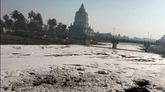 Recently, a thick layer of foam appeared on the Indrayani River in the Dehugaon and Pimpri-Chinchwad areas. (FILE PHOTO)