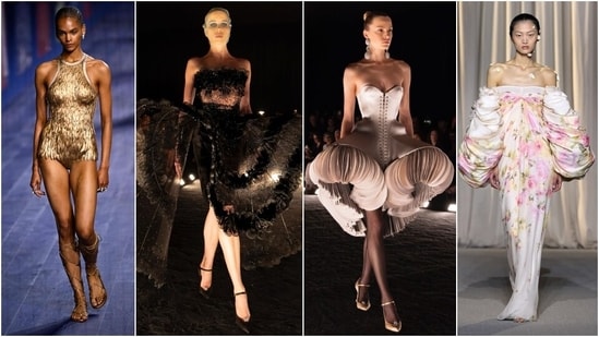 Models showcase fall-winter 2024 creations by Dior, Schiaparelli, and Giambattista Valli at Paris Fashion Week. (AFP, Instagram)