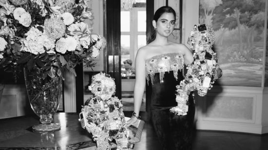 Isha Ambani carries Schiaparelli twin robots in these pics from Anant Ambani-Radhika Merchant's pre-wedding festivities. (Instagram)